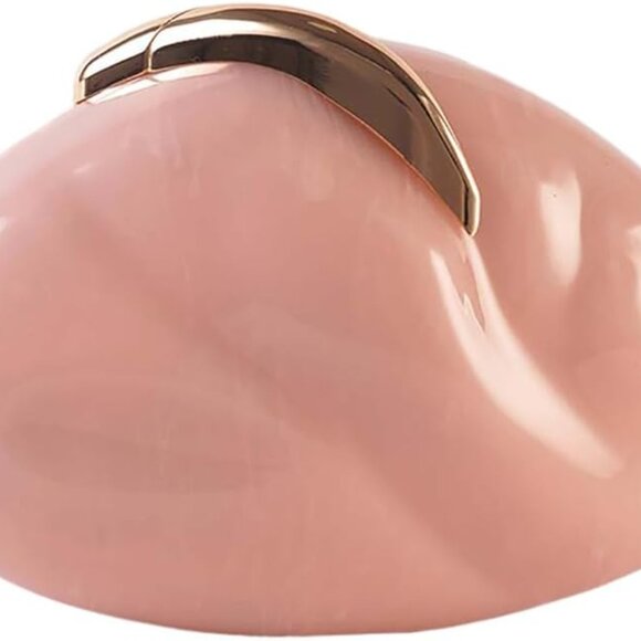 Pink Acrylic Marbling Crossbody Clutch with Chain for Women - Picture 1 of 5